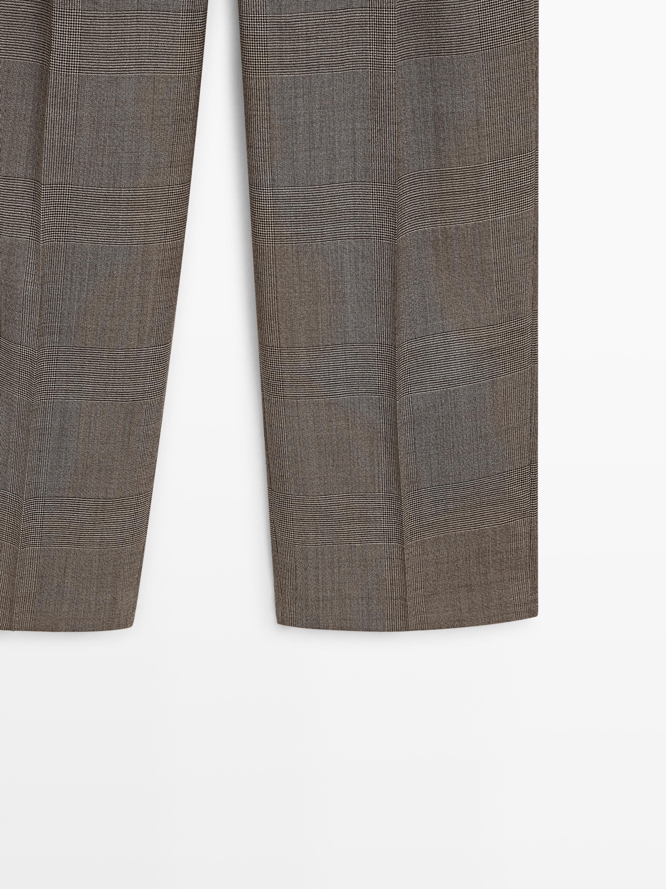 Check wool suit trousers